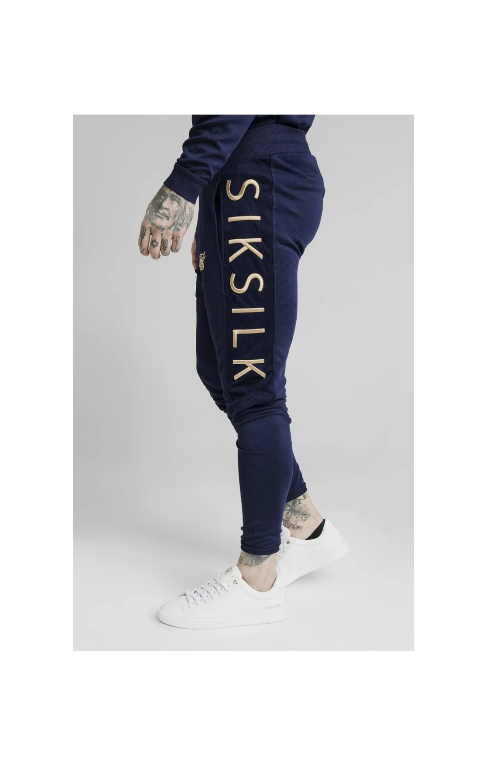 SikSilk Fitted Panel Cuff Pants - Navy Eclipse - Image 2
