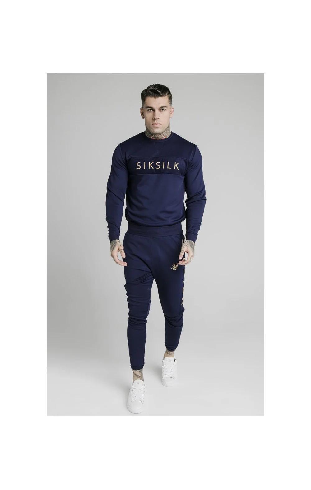 SikSilk Fitted Panel Cuff Pants - Navy Eclipse - Image 4