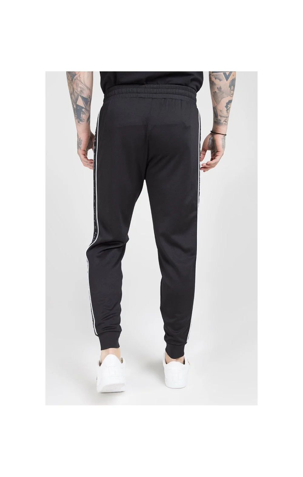 SikSilk Fitted Panel Tape Track Pants – Black - Image 4