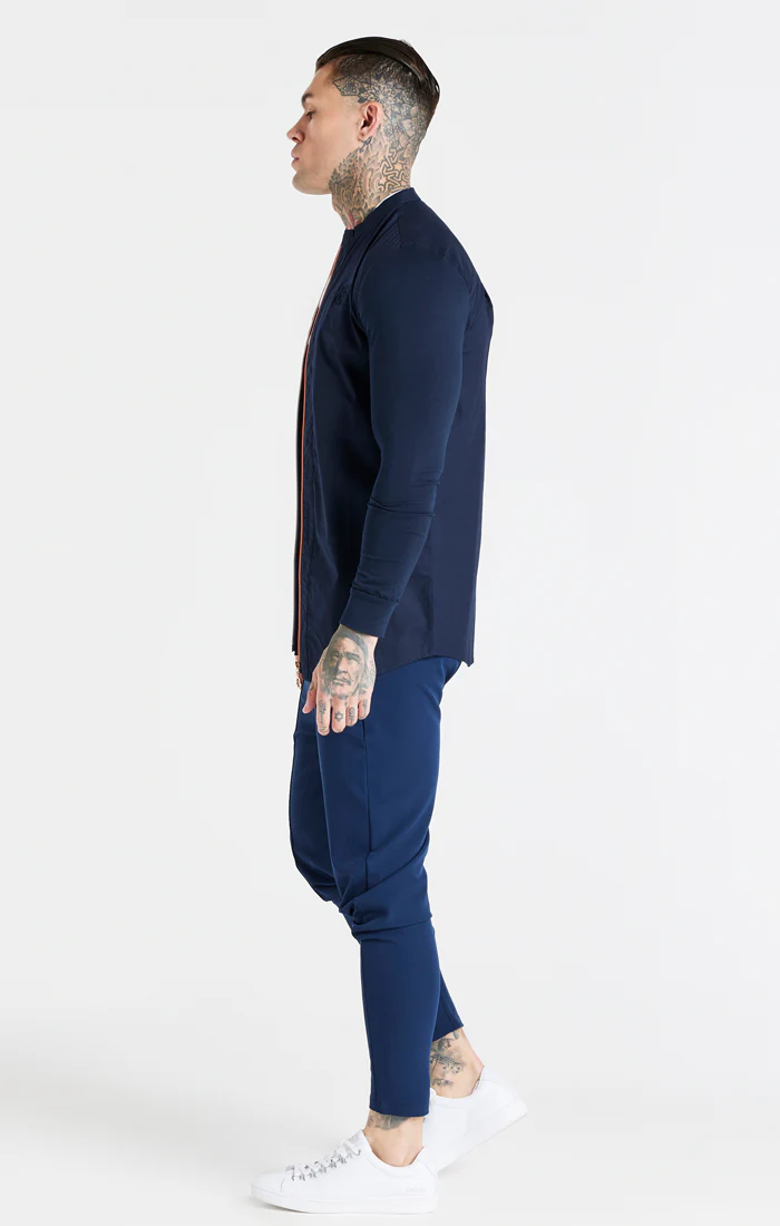 Navy Fitted Pleat Pant - Image 5