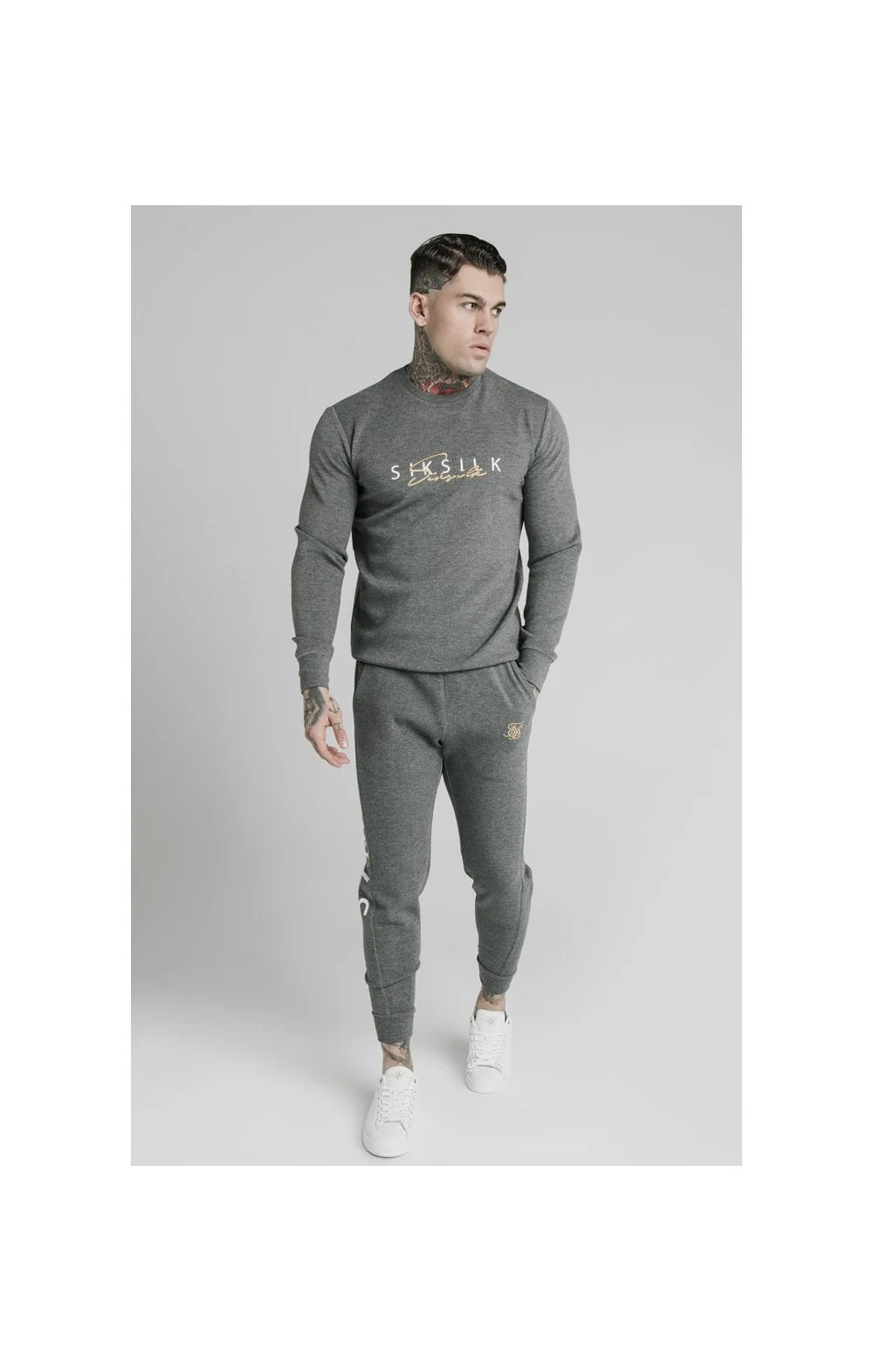 SikSilk Fitted Signature Track Pants - Grey - Image 2