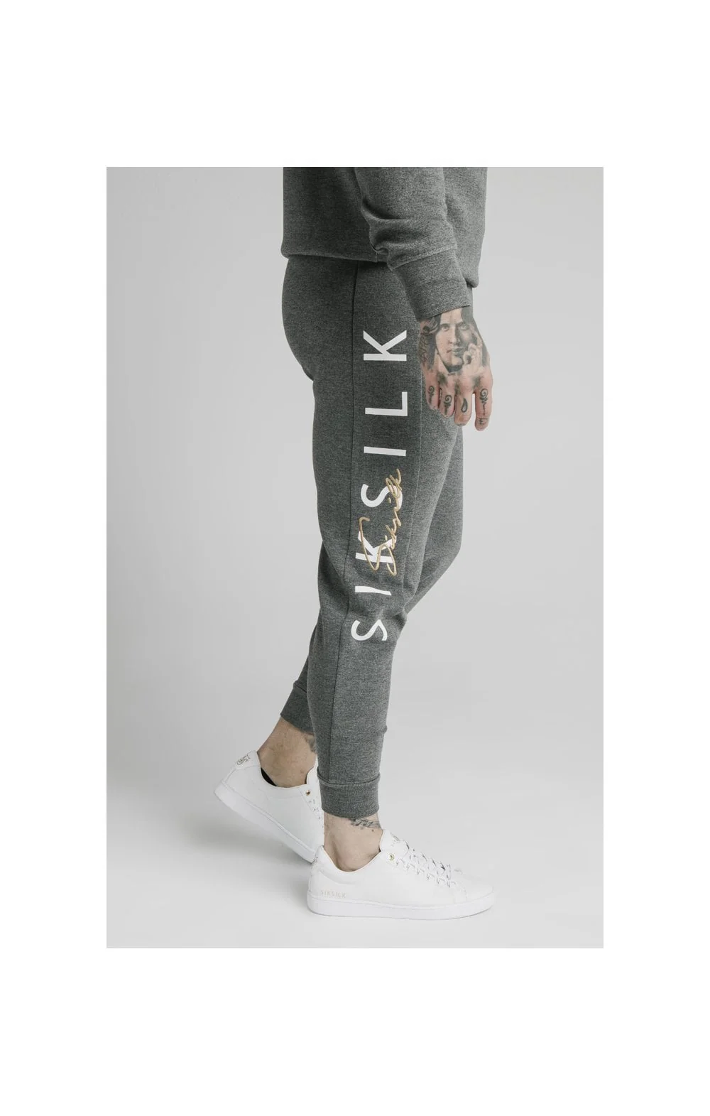 SikSilk Fitted Signature Track Pants - Grey - Image 3