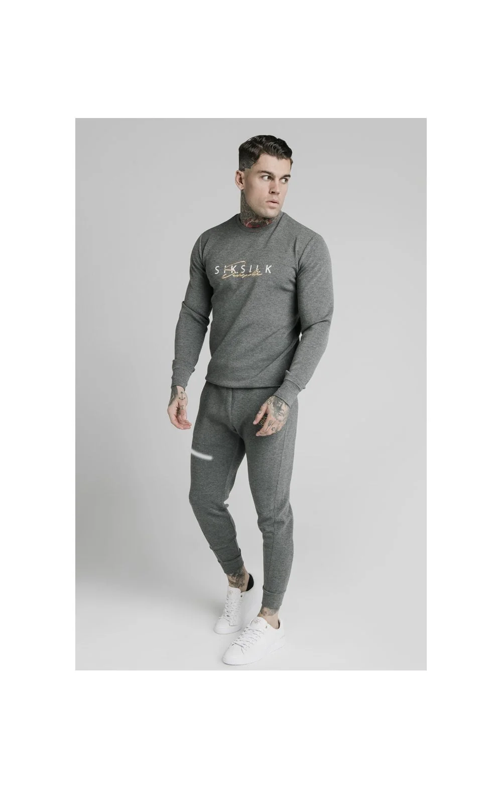 SikSilk Fitted Signature Track Pants - Grey - Image 6