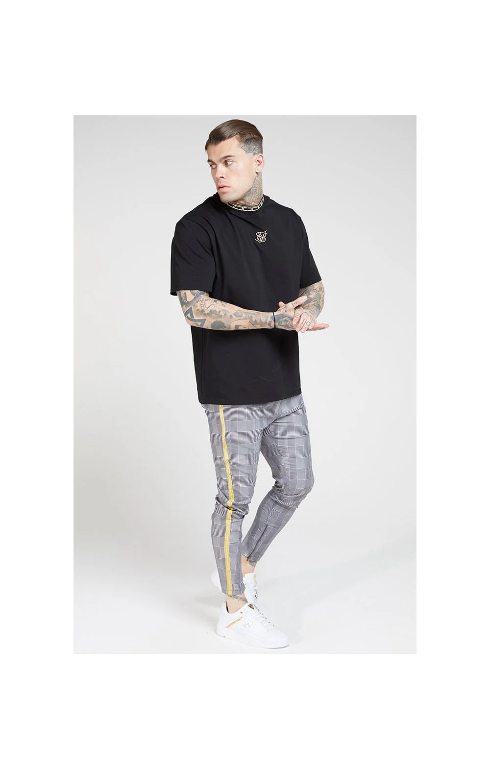SikSilk Fitted Smart Tape Jogger Pant - Dogtooth Check - Image 3