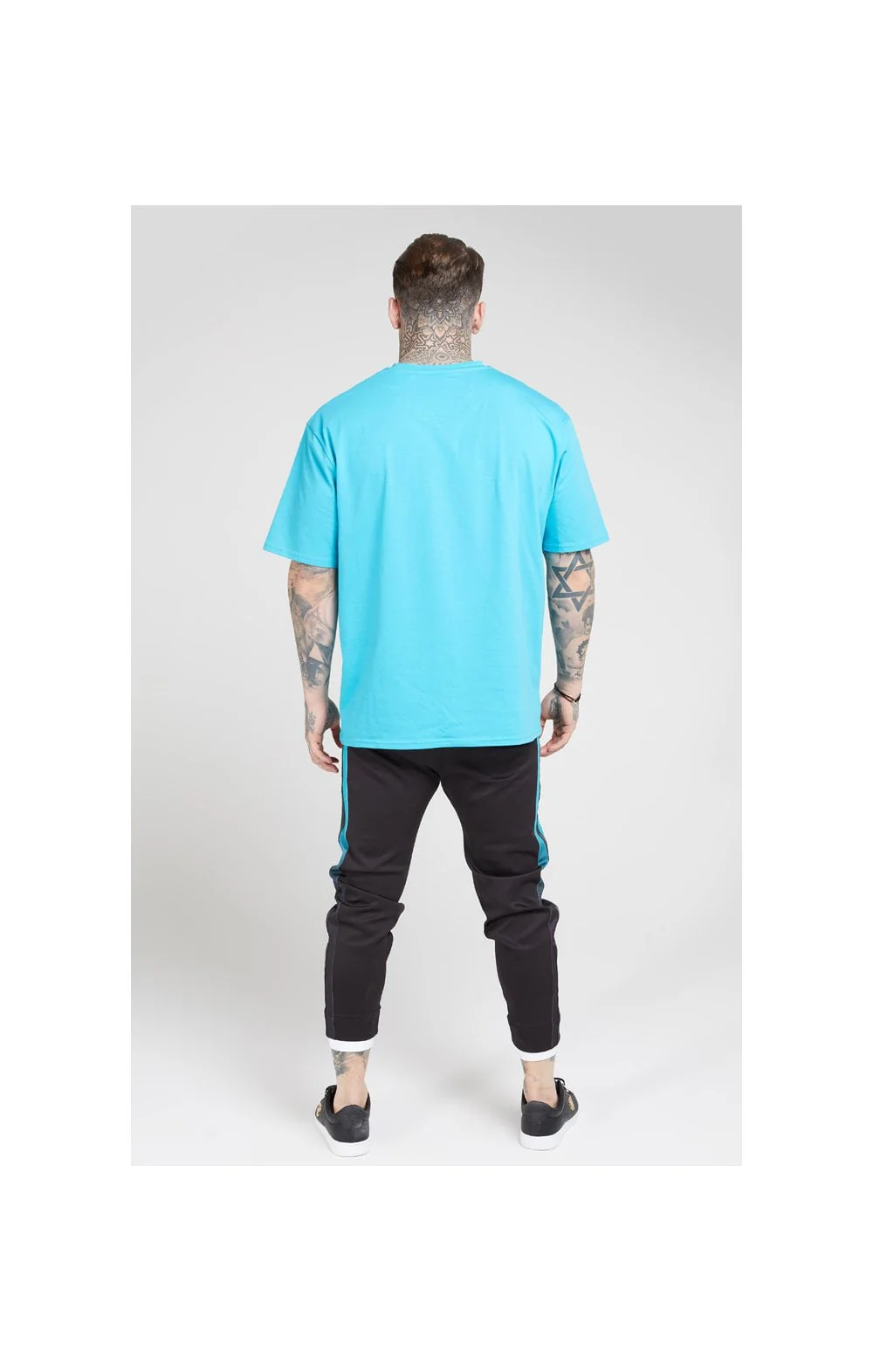 SikSilk Fitted Tape Track Pants – Black & Teal - Image 4