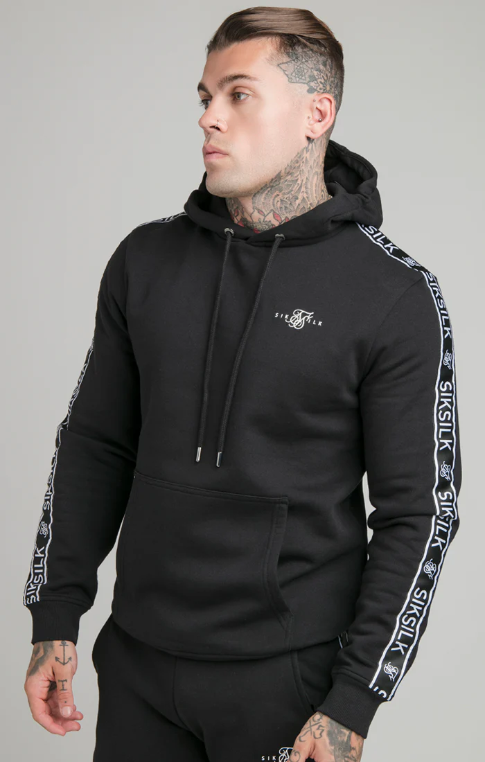 SikSilk Fleece Overhead Hoodie & Fitted Joggers - Black - Image 3