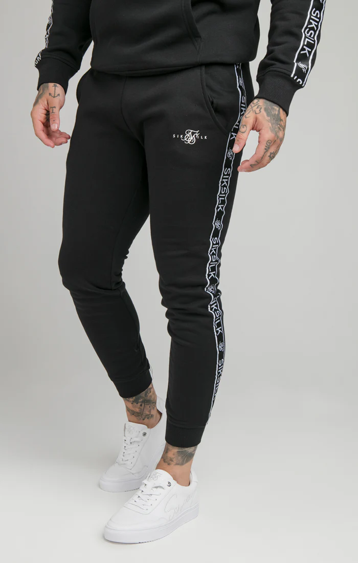SikSilk Fleece Overhead Hoodie & Fitted Joggers - Black - Image 4