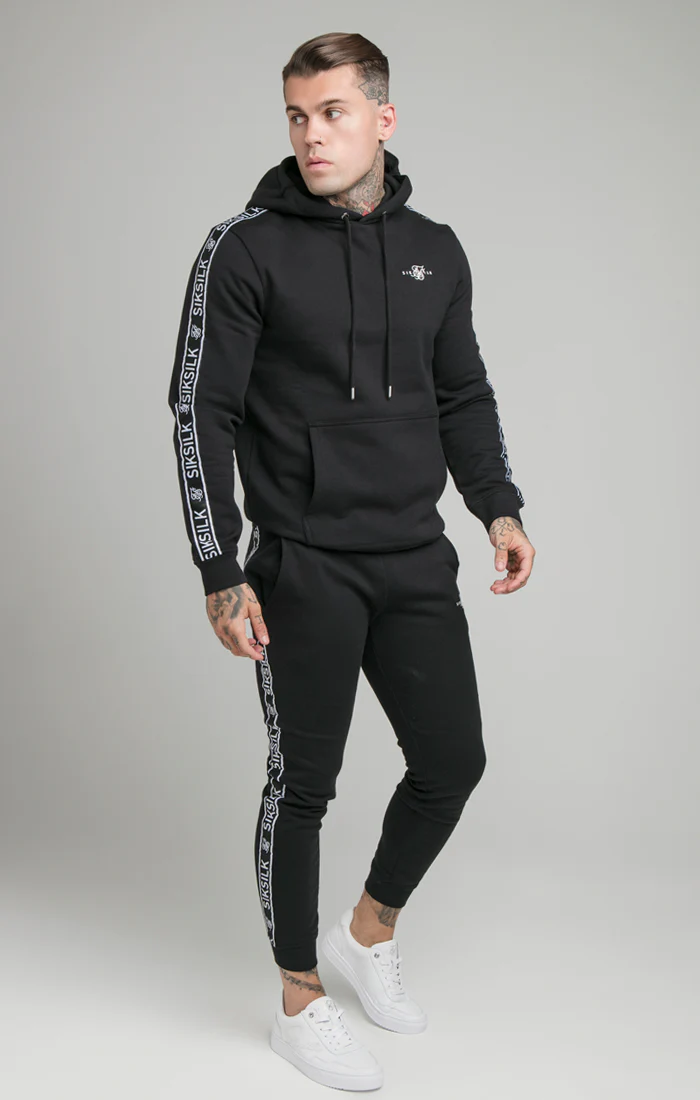 SikSilk Fleece Overhead Hoodie & Fitted Joggers - Black - Image 5