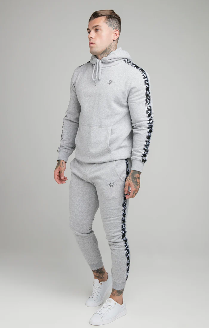SikSilk Fleece Overhead Hoodie & Fitted Joggers - Grey