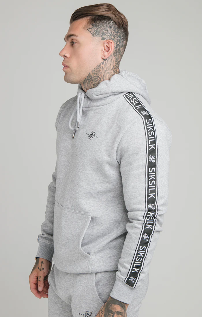 SikSilk Fleece Overhead Hoodie & Fitted Joggers - Grey - Image 3