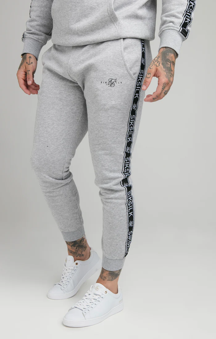 SikSilk Fleece Overhead Hoodie & Fitted Joggers - Grey - Image 4