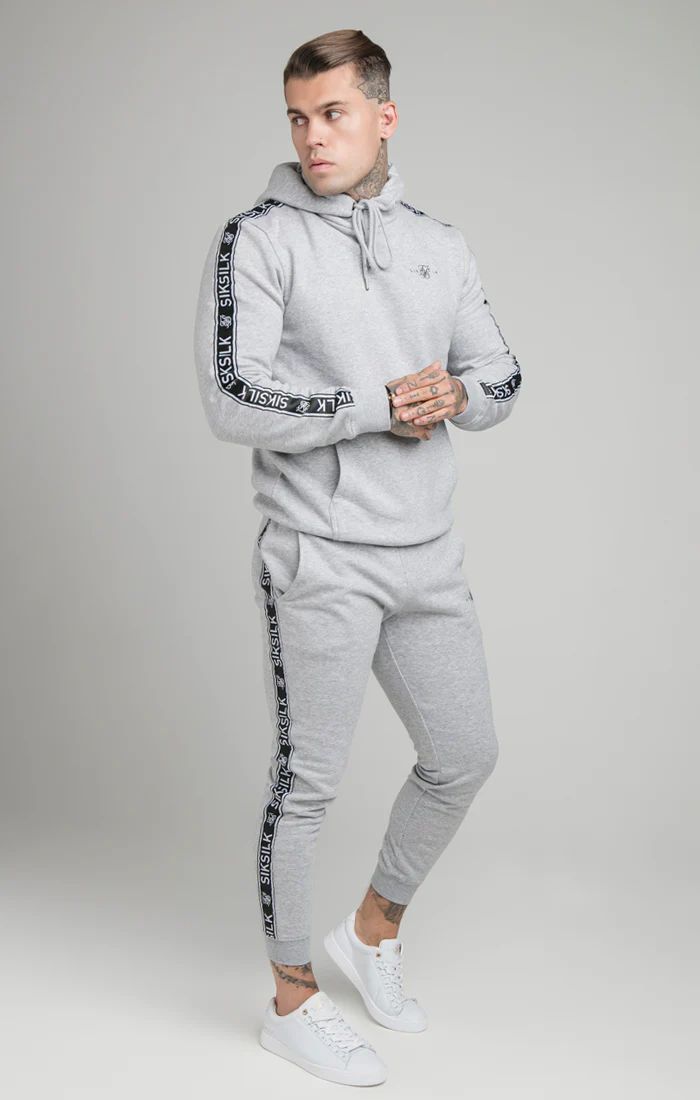 SikSilk Fleece Overhead Hoodie & Fitted Joggers - Grey - Image 5