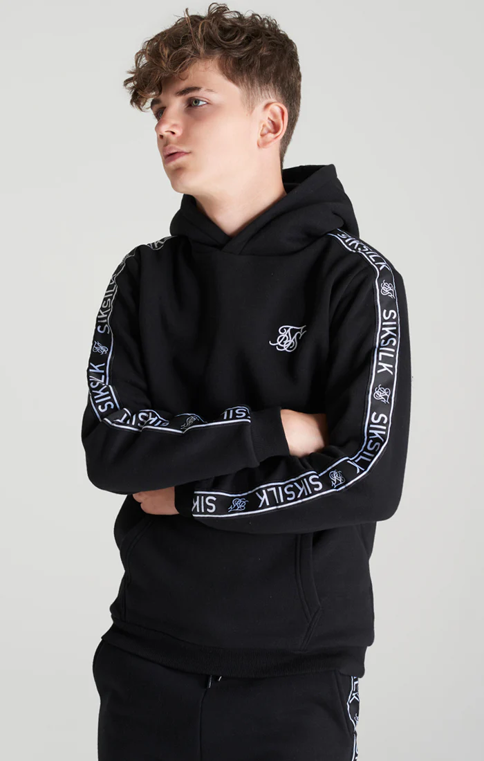 Boys Black Fleece Taped Tracksuit - Image 4