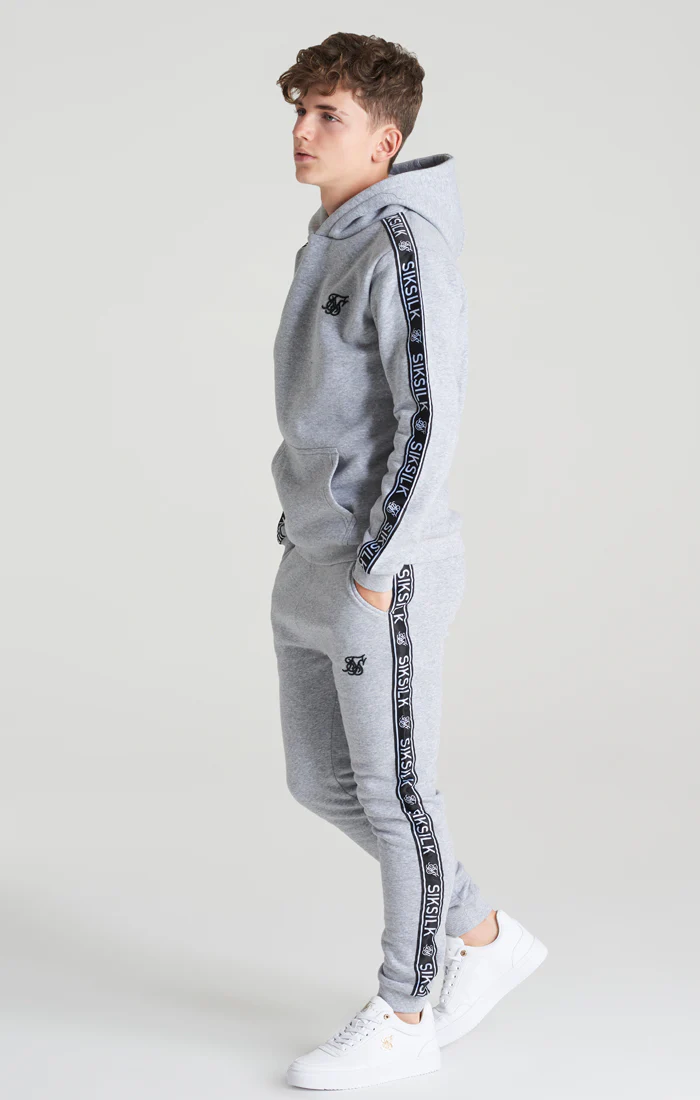 Boys Grey Marl Fleece Taped Tracksuit - Image 3