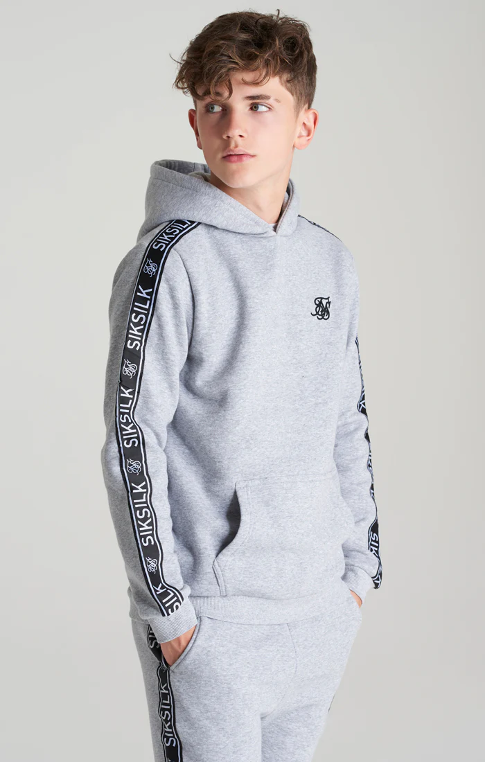 Boys Grey Marl Fleece Taped Tracksuit - Image 6