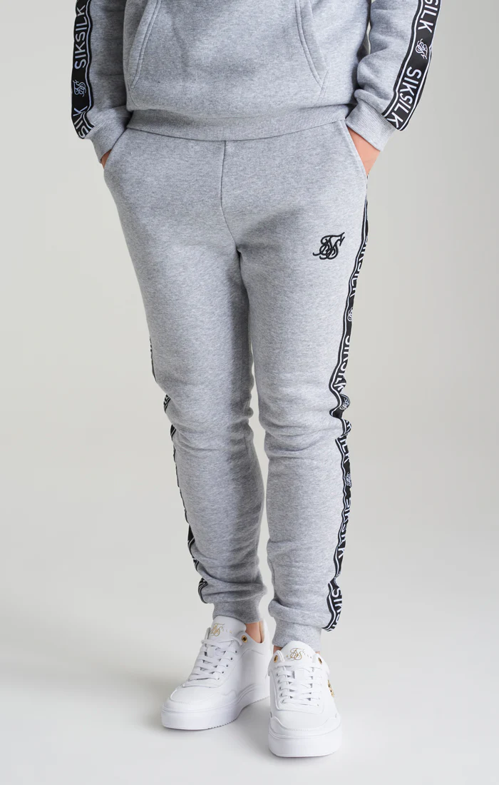 Boys Grey Marl Fleece Taped Tracksuit - Image 9