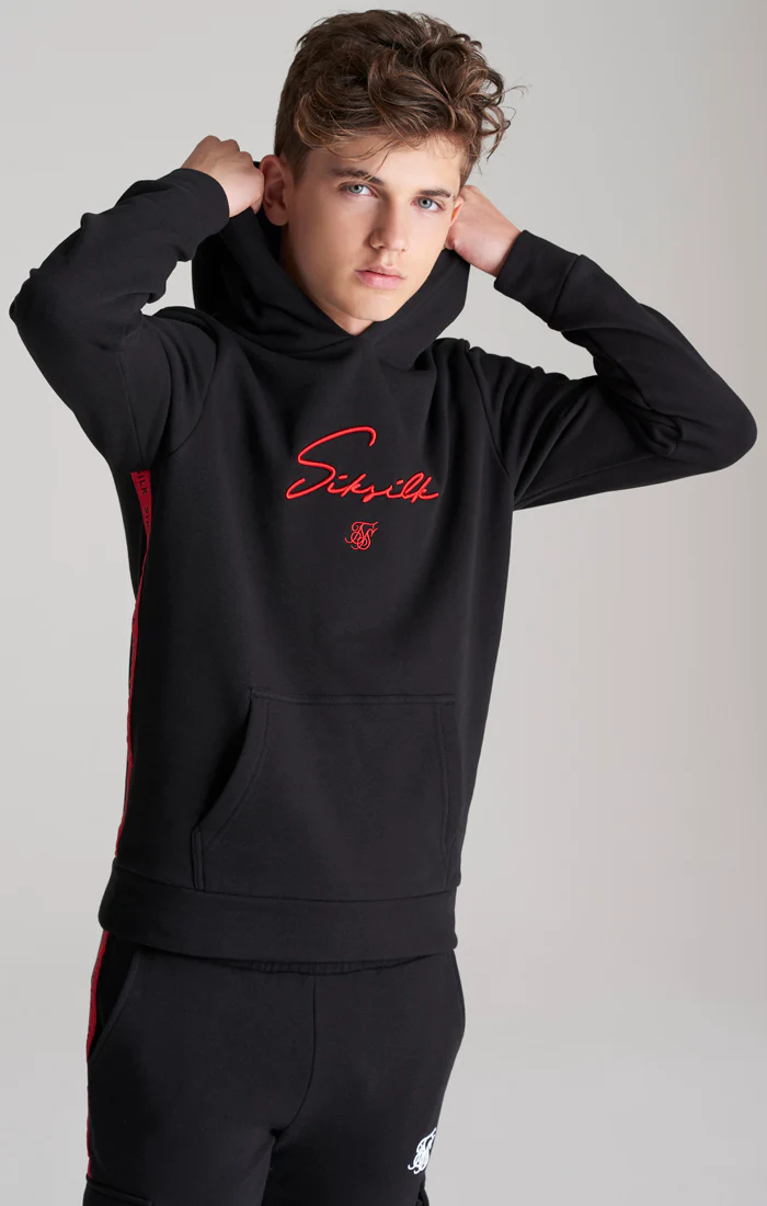 Boys Black Taped Overhead Hoodie - Image 2