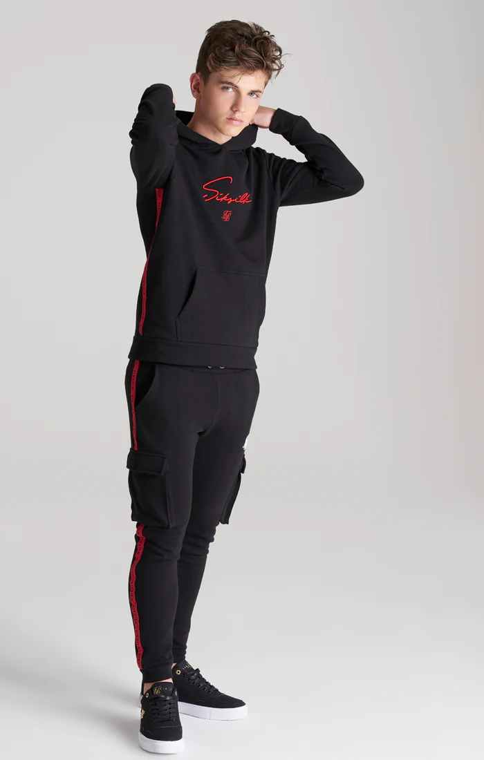 Boys Black Taped Overhead Hoodie - Image 6