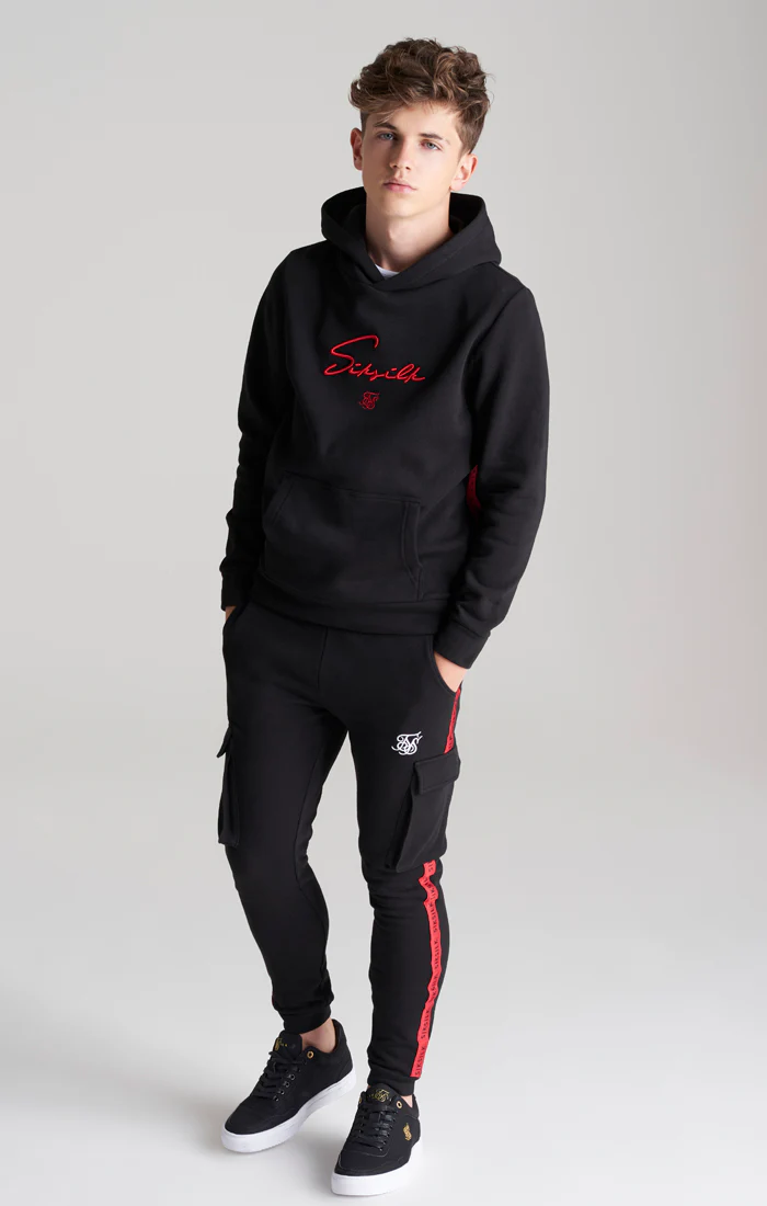 Boys Black Taped Overhead Hoodie - Image 7