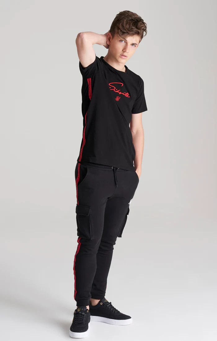 Boys Black Taped T-Shirt - Image 4
