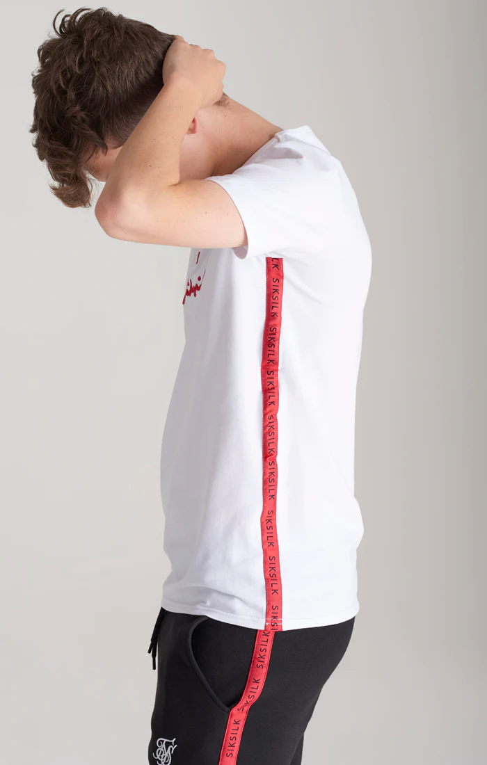Boys White Taped T-Shirt - Image 3