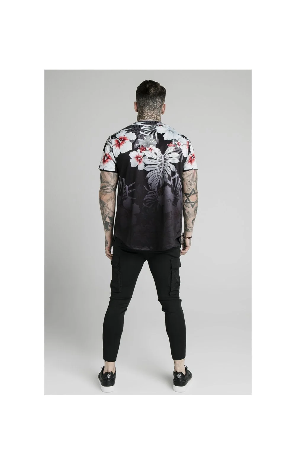 SikSilk Floral Baseball Jersey - Black - Image 5