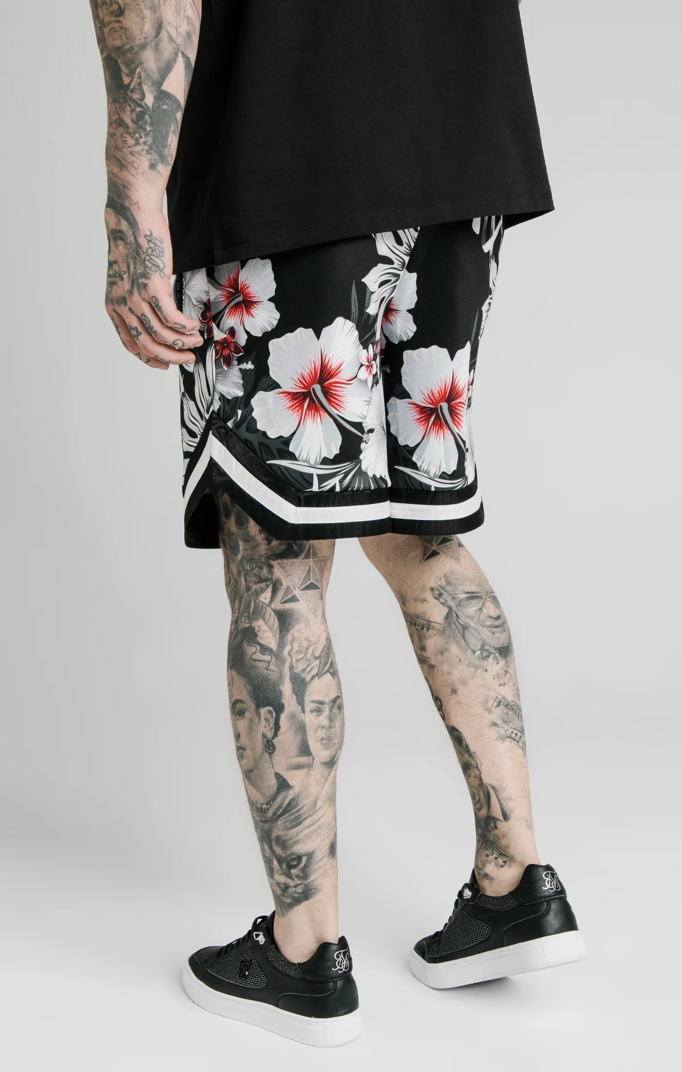 SikSilk Floral Basketball Shorts - Black - Image 2