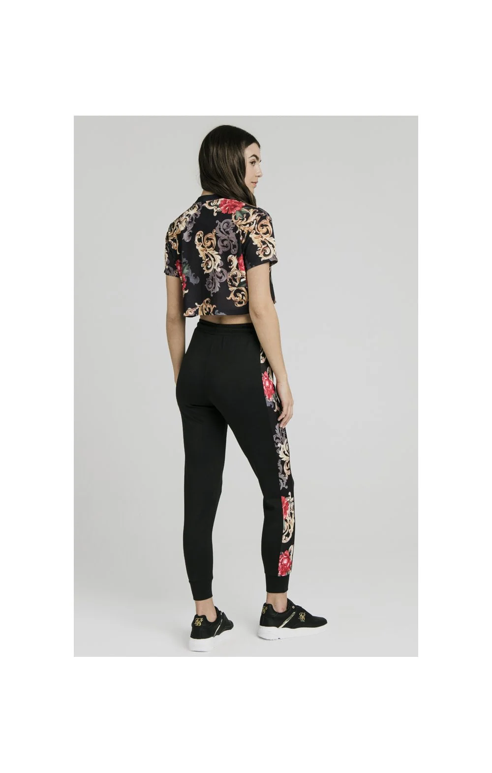 SikSilk Floral Elegance Crop Tee - Black - Image 7