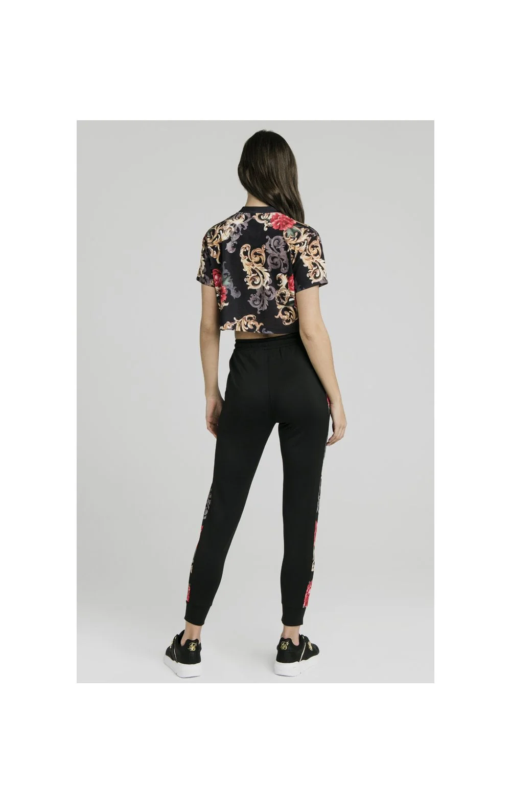 SikSilk Floral Elegance Crop Tee - Black - Image 8