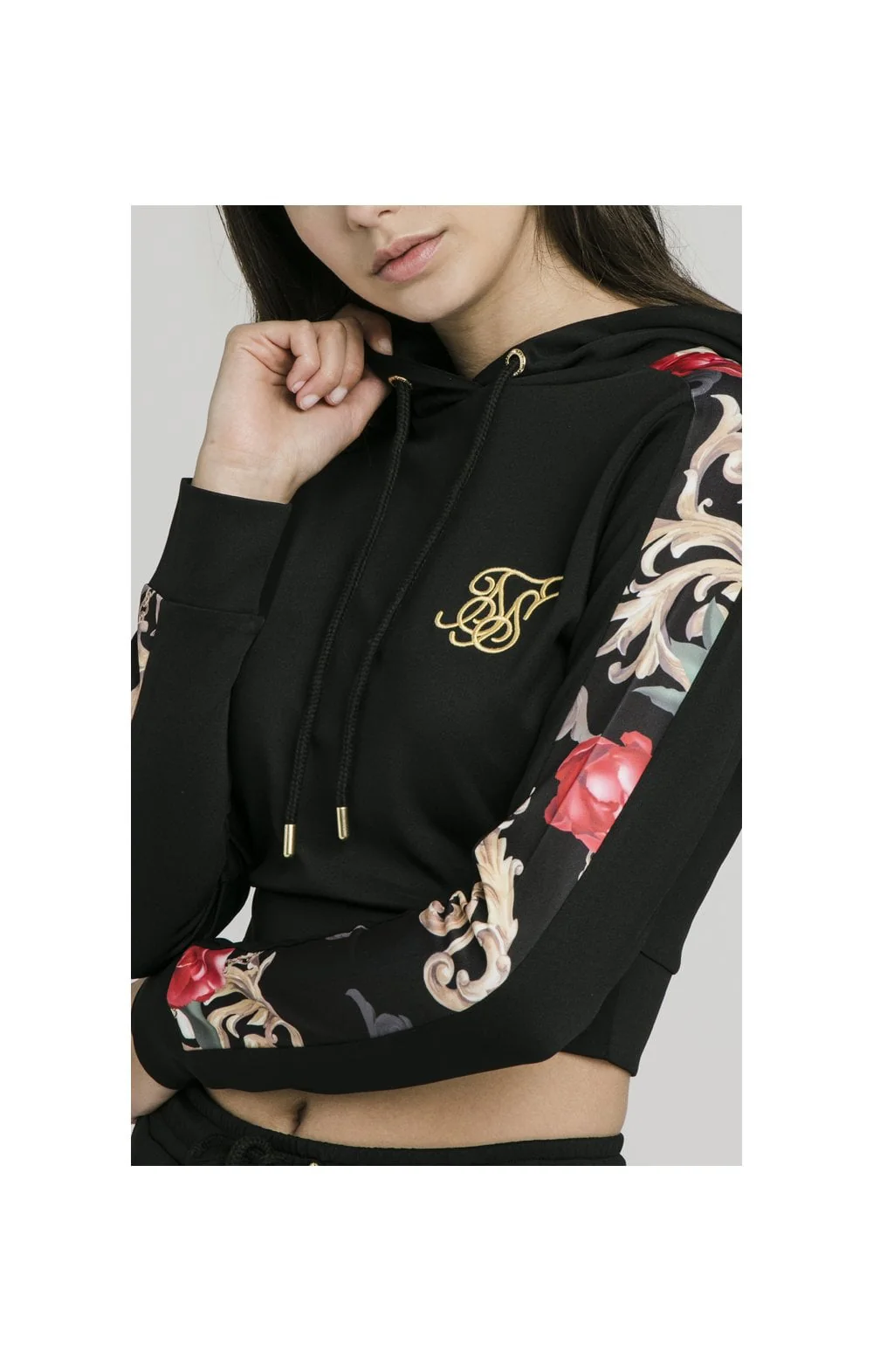 SikSilk Floral Elegance Track Top - Black - Image 2