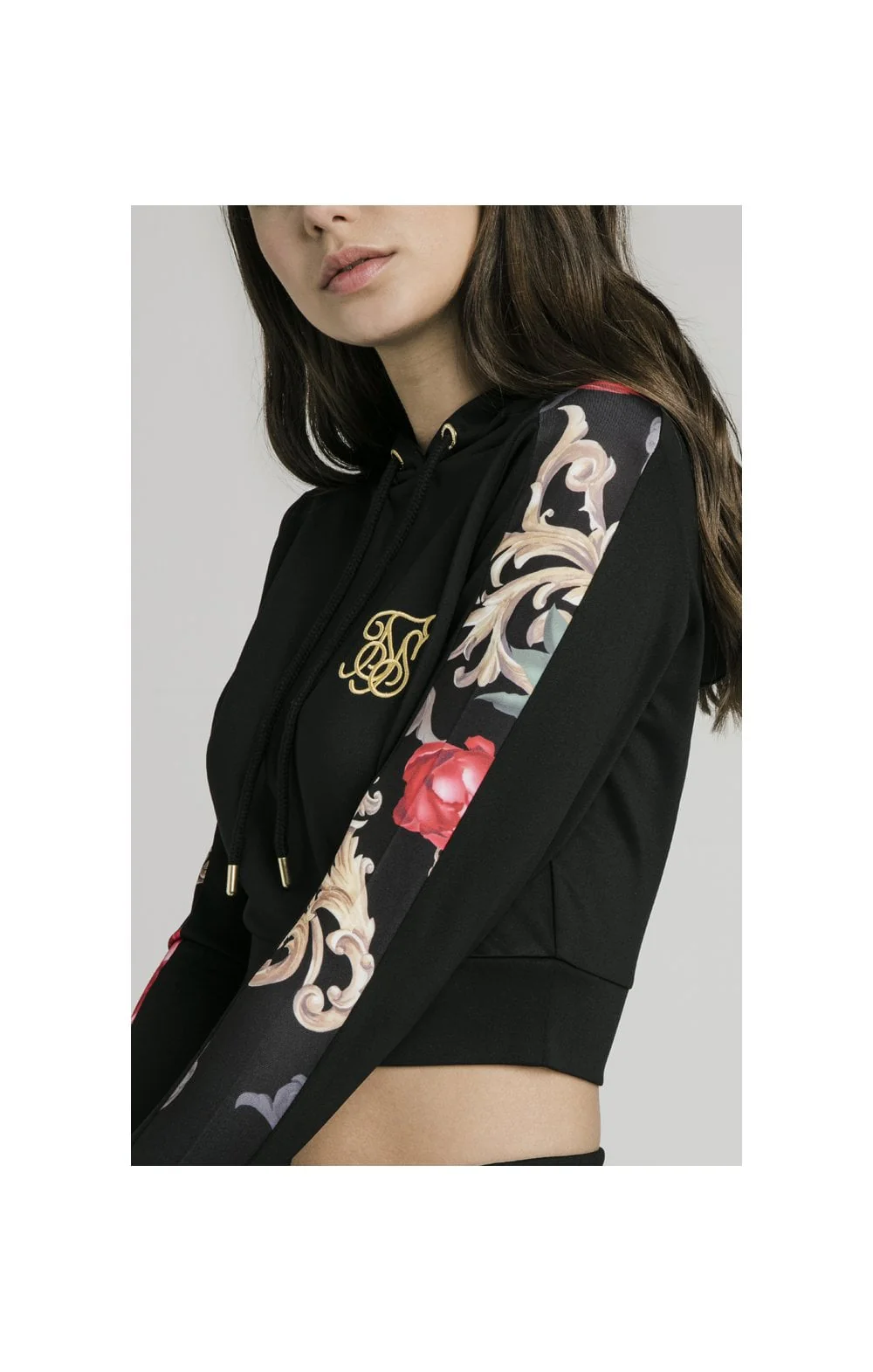 SikSilk Floral Elegance Track Top - Black - Image 6