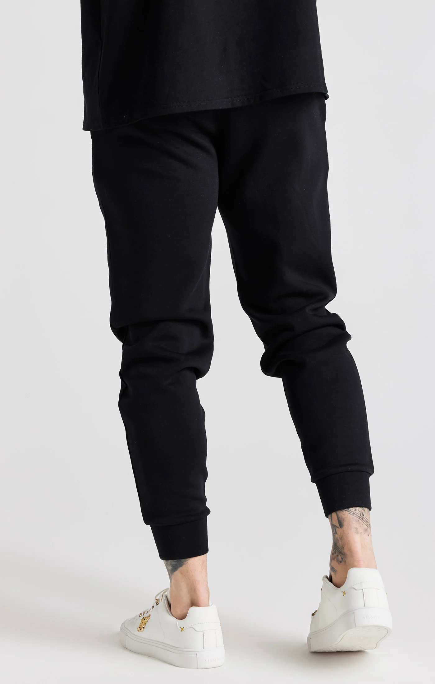 Black Floral Embroidered Cuffed Track Pant - Image 4