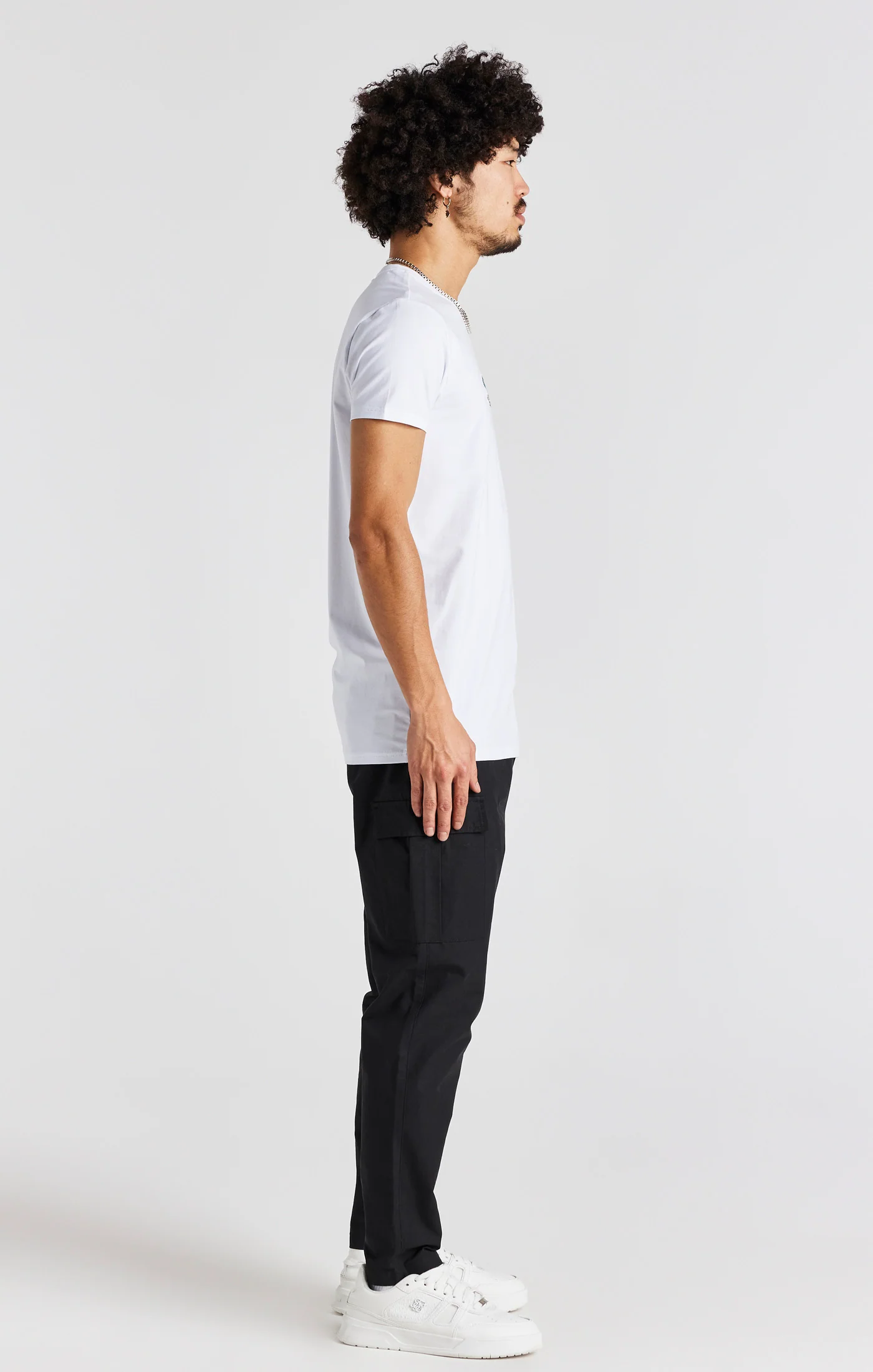 White Floral Embroidered Muscle Fit T-Shirt - Image 5