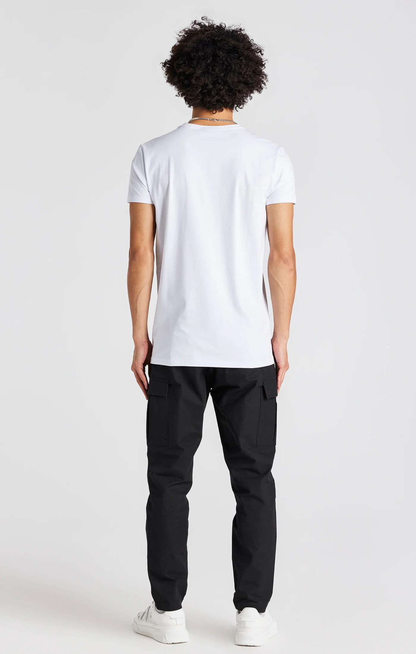 White Floral Embroidered Muscle Fit T-Shirt - Image 6