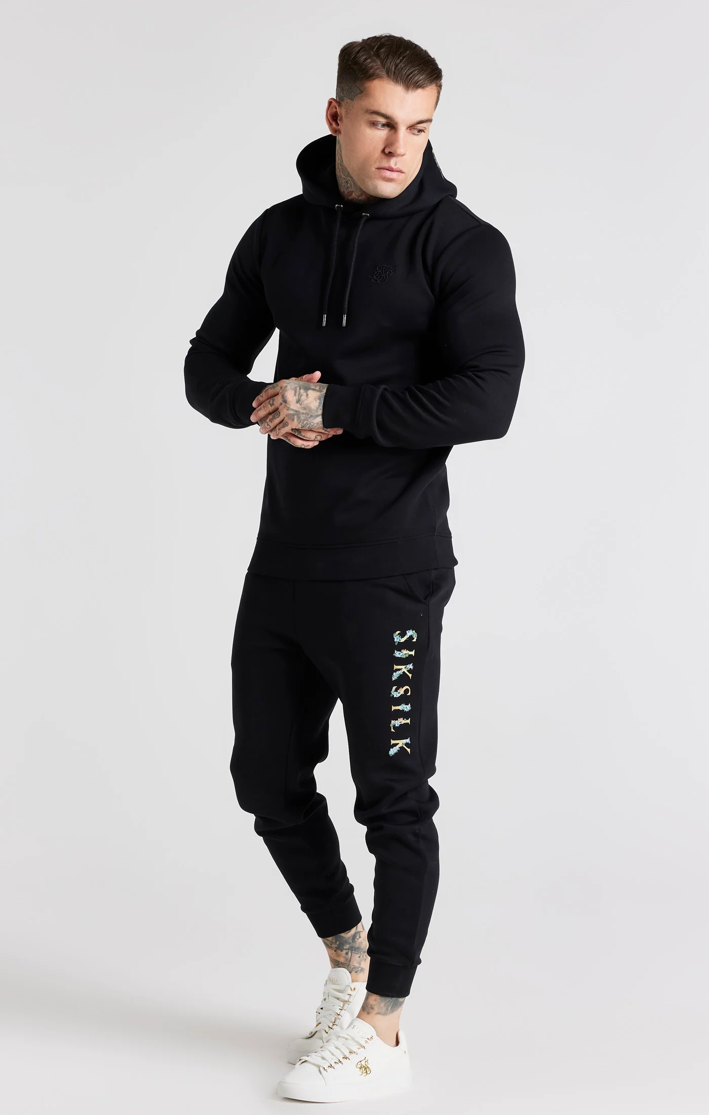Black Floral Embroidered Hoodie - Image 3