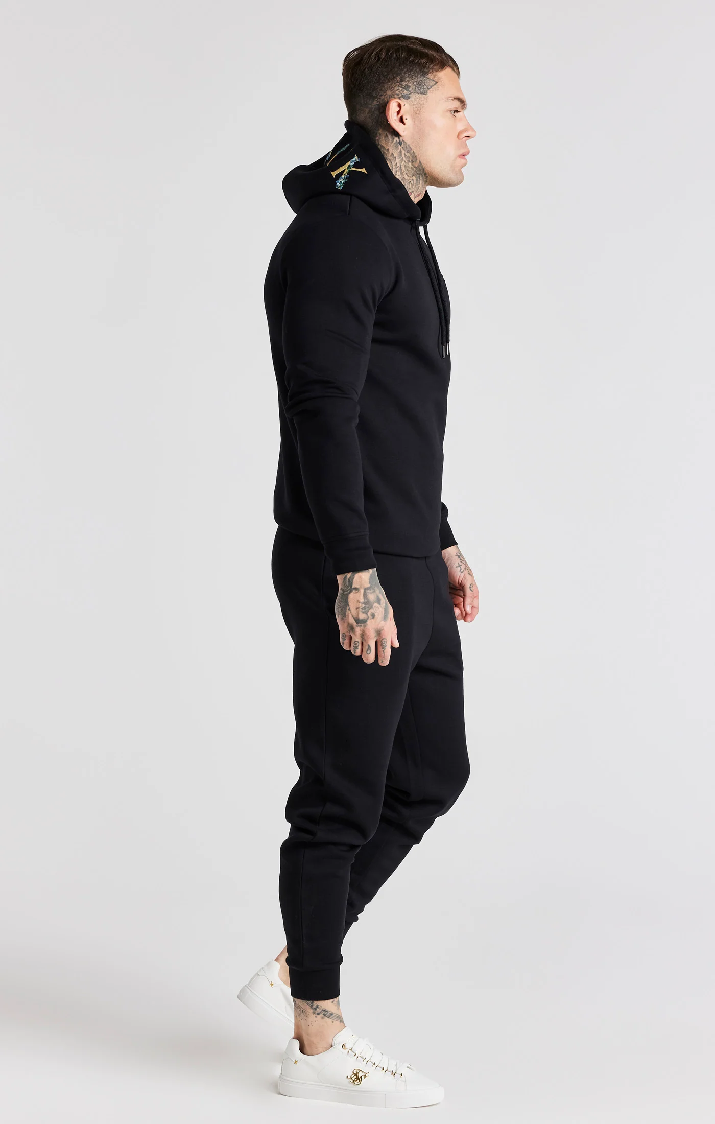 Black Floral Embroidered Hoodie - Image 4