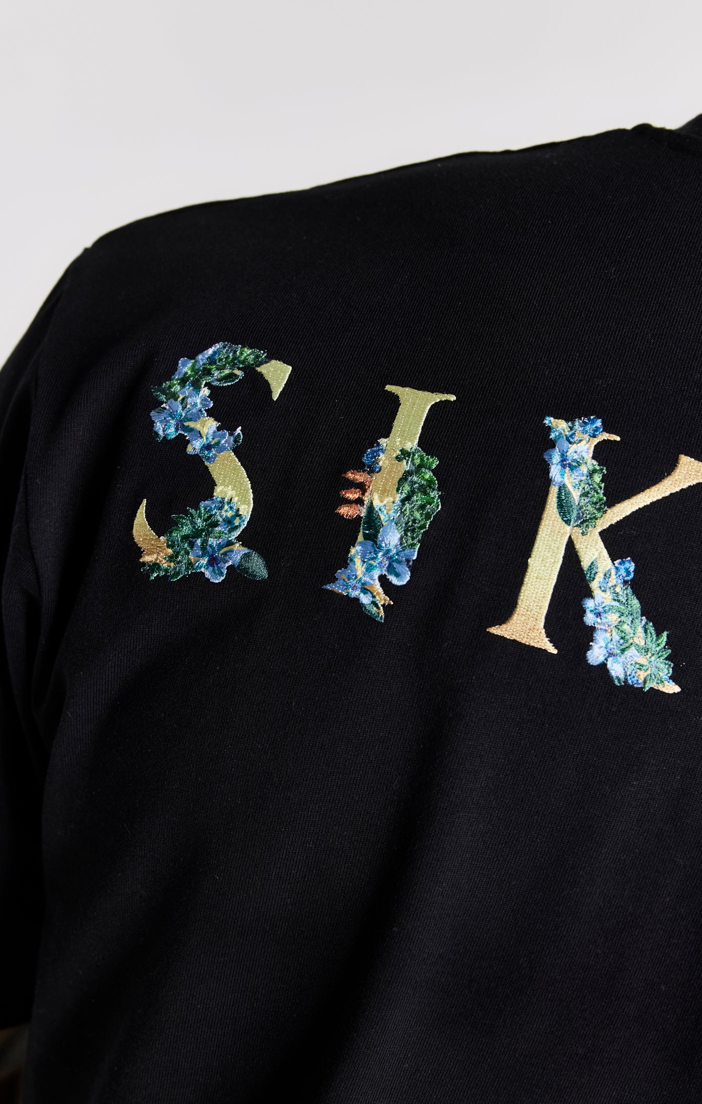 Black Floral Embroidered Oversized T-Shirt - Image 4