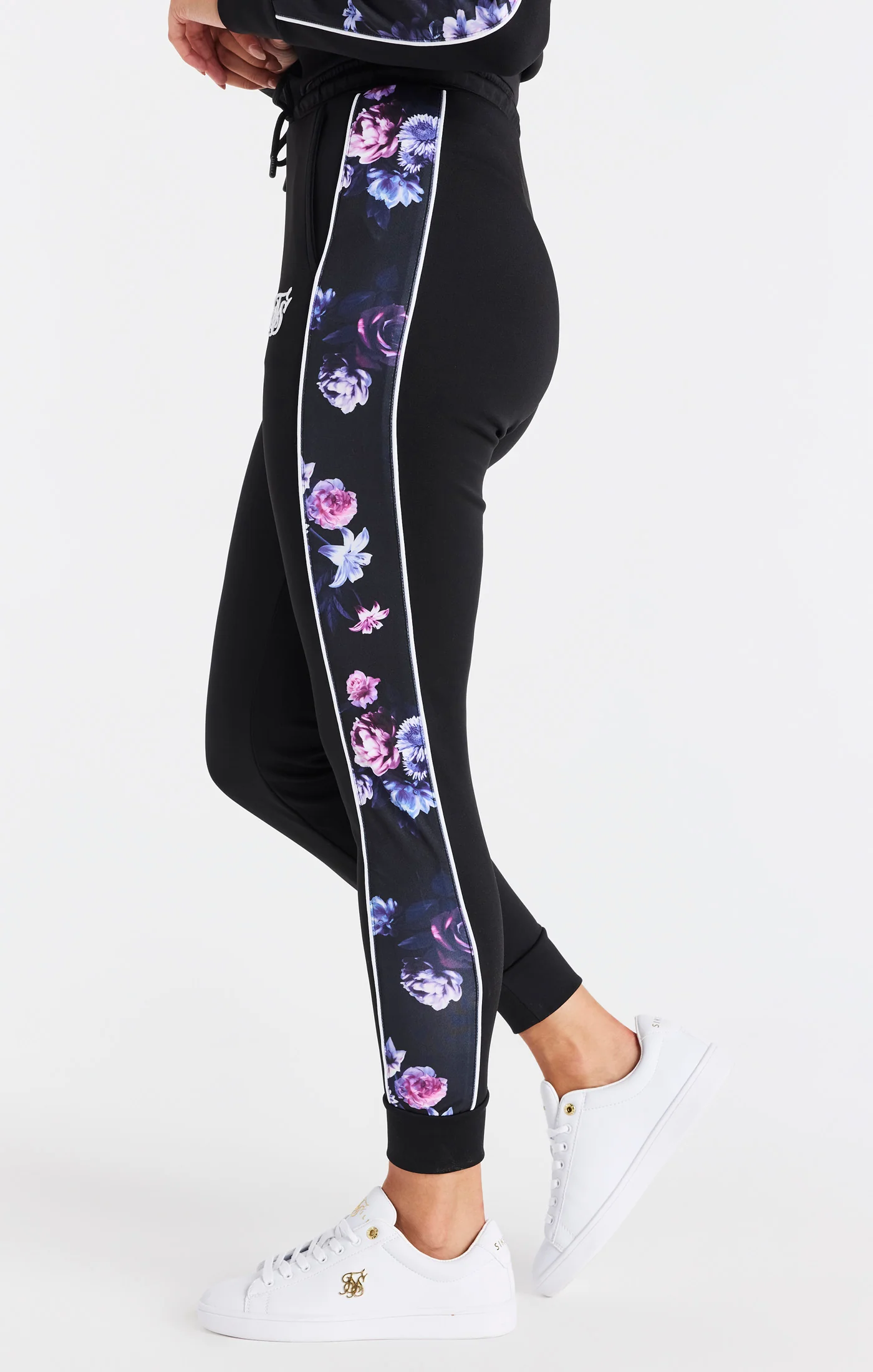 SikSilk Floral Luxe Track Pants - Black - Image 2
