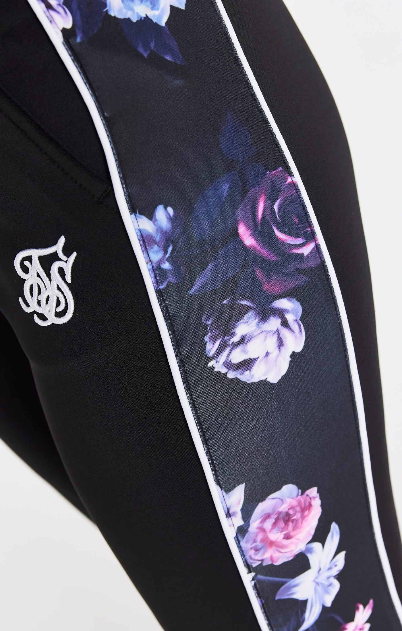 SikSilk Floral Luxe Track Pants - Black - Image 4
