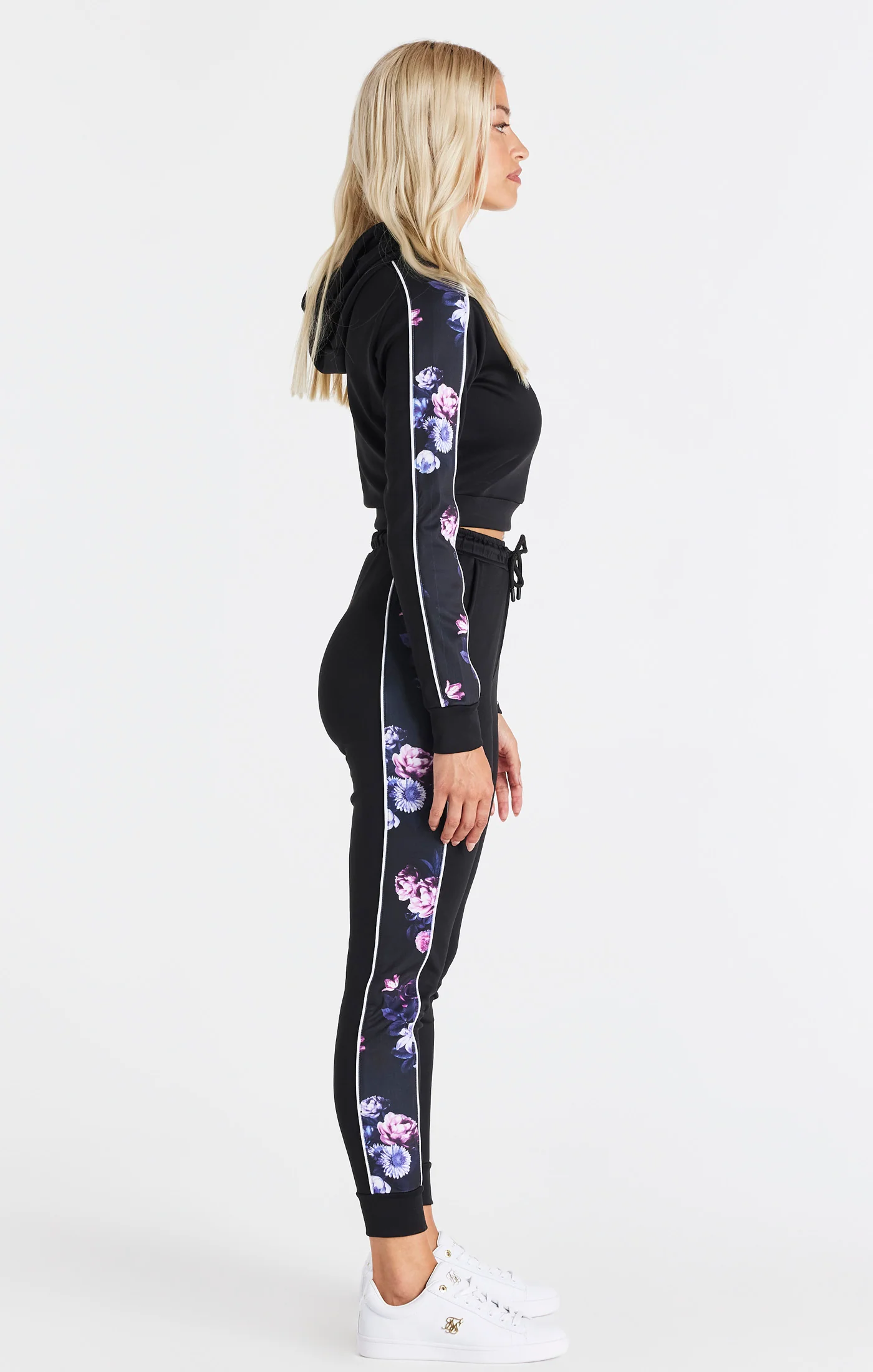 SikSilk Floral Luxe Track Pants - Black - Image 6