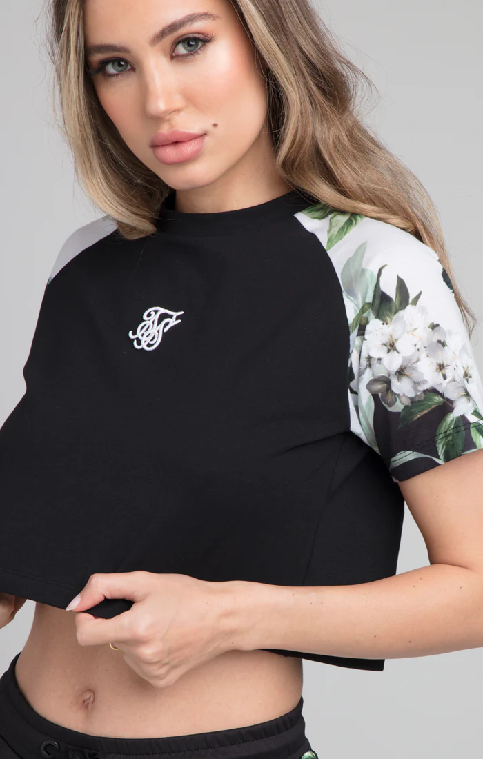 SikSilk Floral Pixel Tee - Black - Image 2