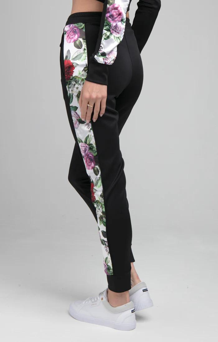 SikSilk Floral Pixel Track Pants - Black - Image 2