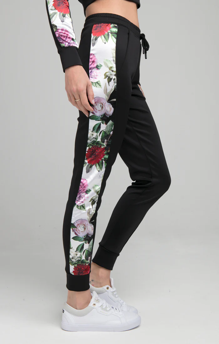 SikSilk Floral Pixel Track Pants - Black - Image 3
