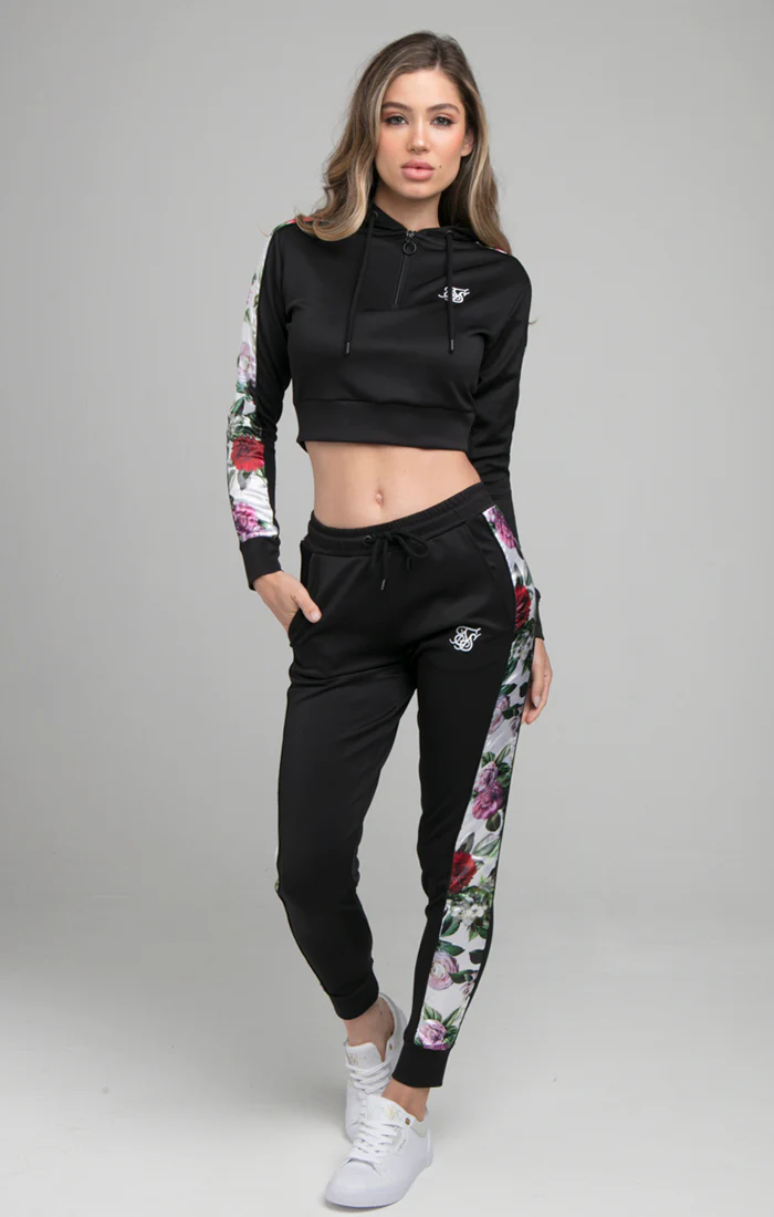 SikSilk Floral Pixel Track Pants - Black - Image 4