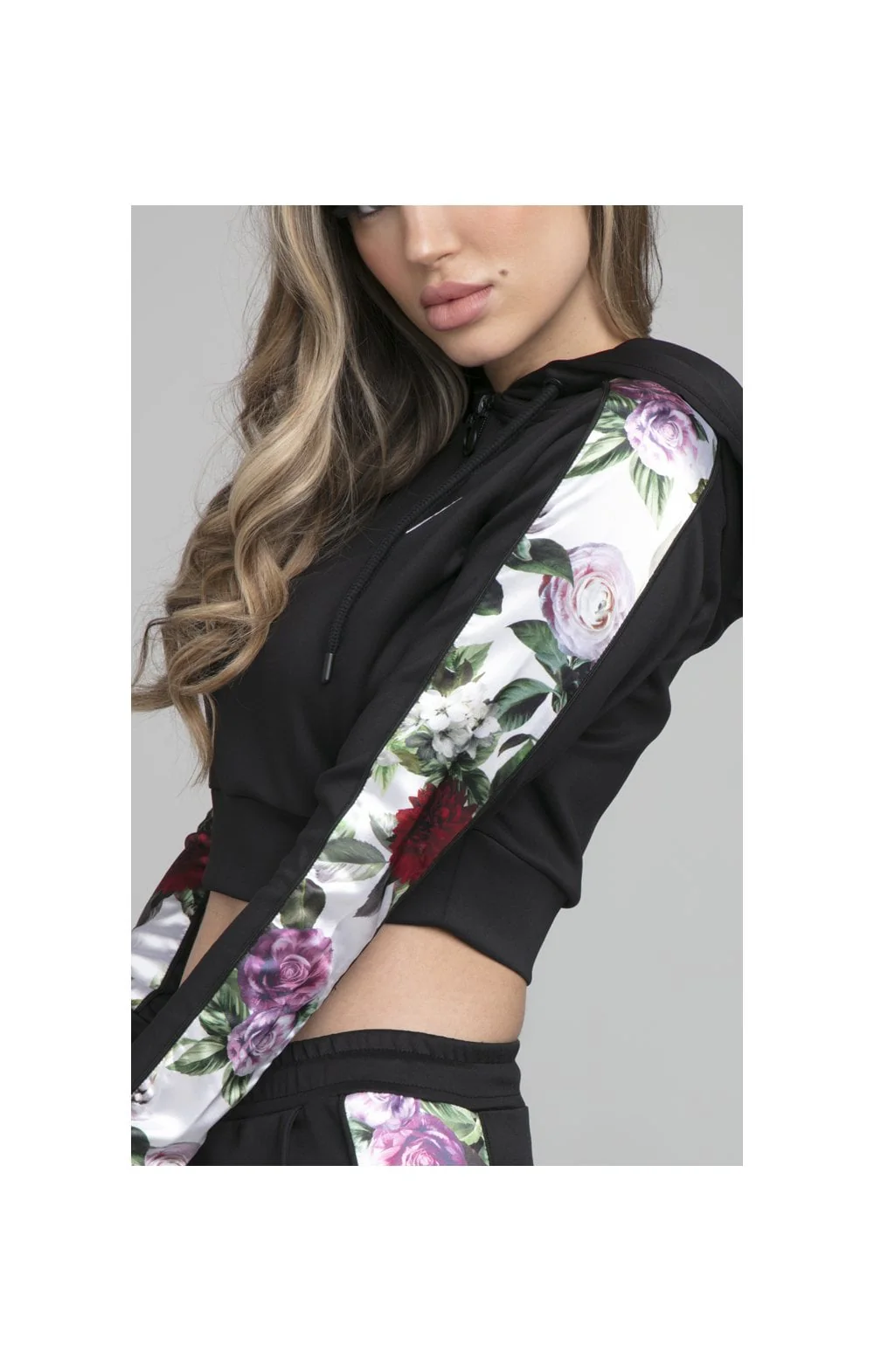 SikSilk Floral Pixel Track Top - Black - Image 2