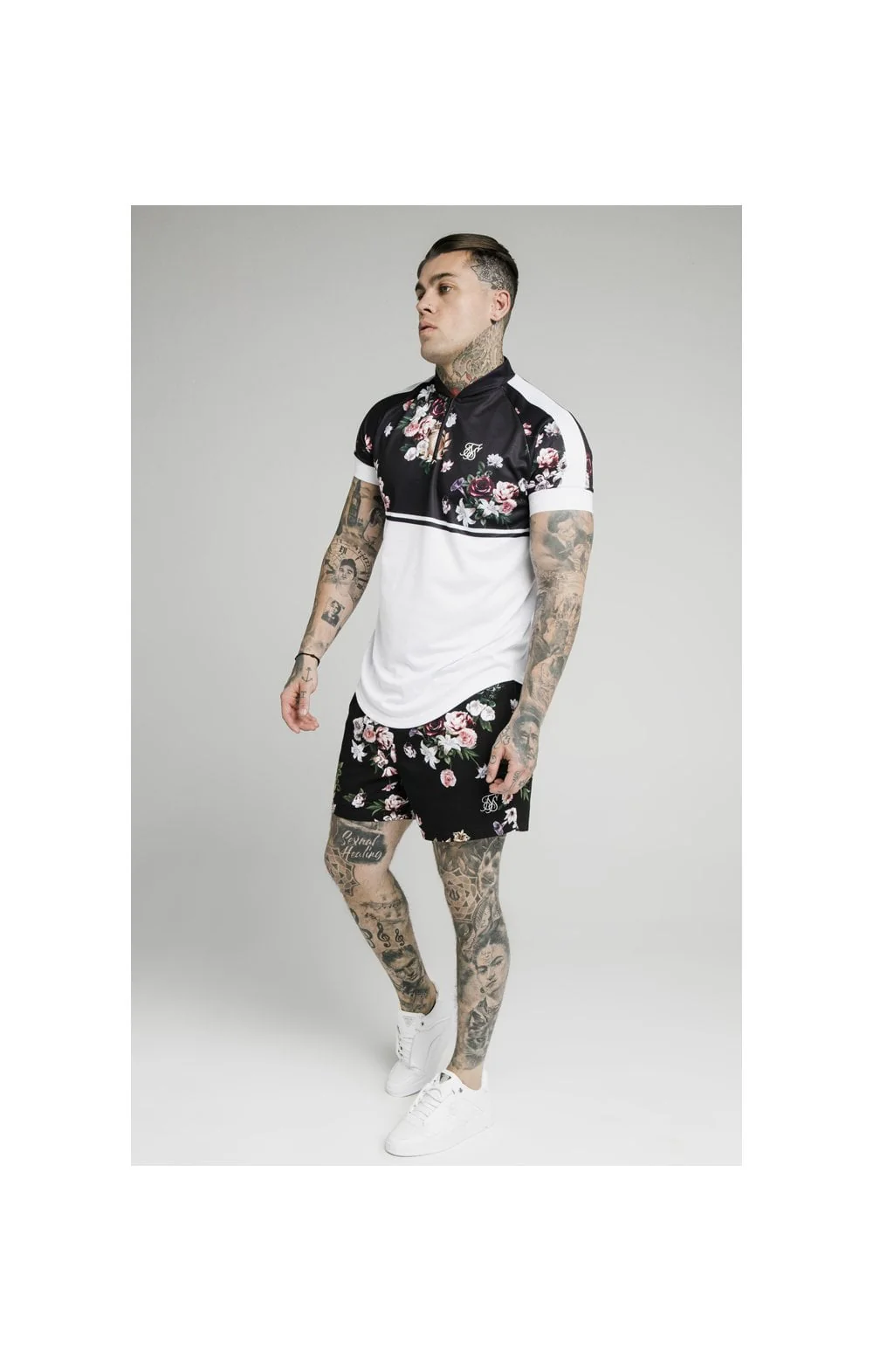 SikSilk Floral Swim Shorts – Black - Image 3
