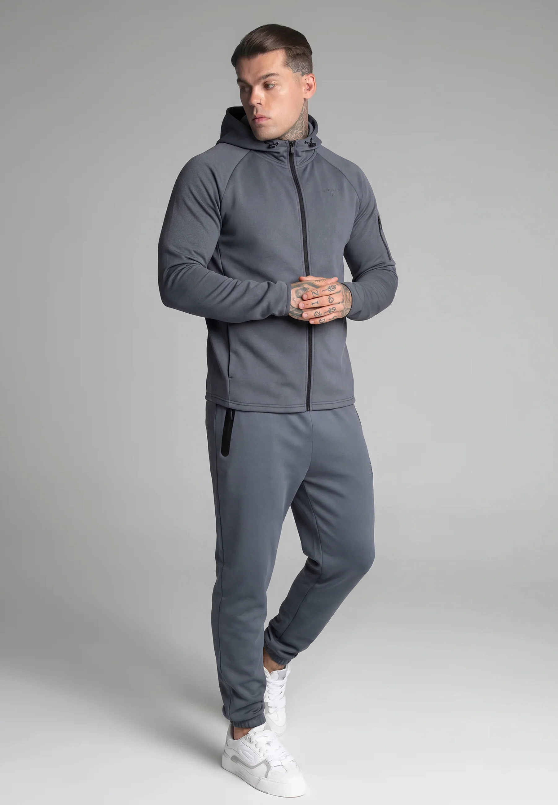Blue Cropped Full Zip Hoodie - Image 4