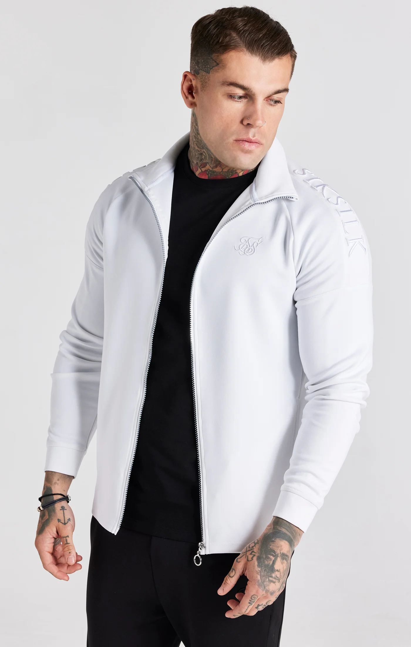 White Panel Hooded Zip Thru