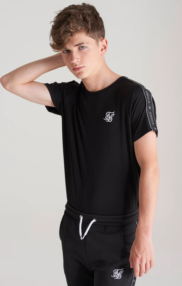 Boys Black Taped Raglan T-Shirt - Image 2