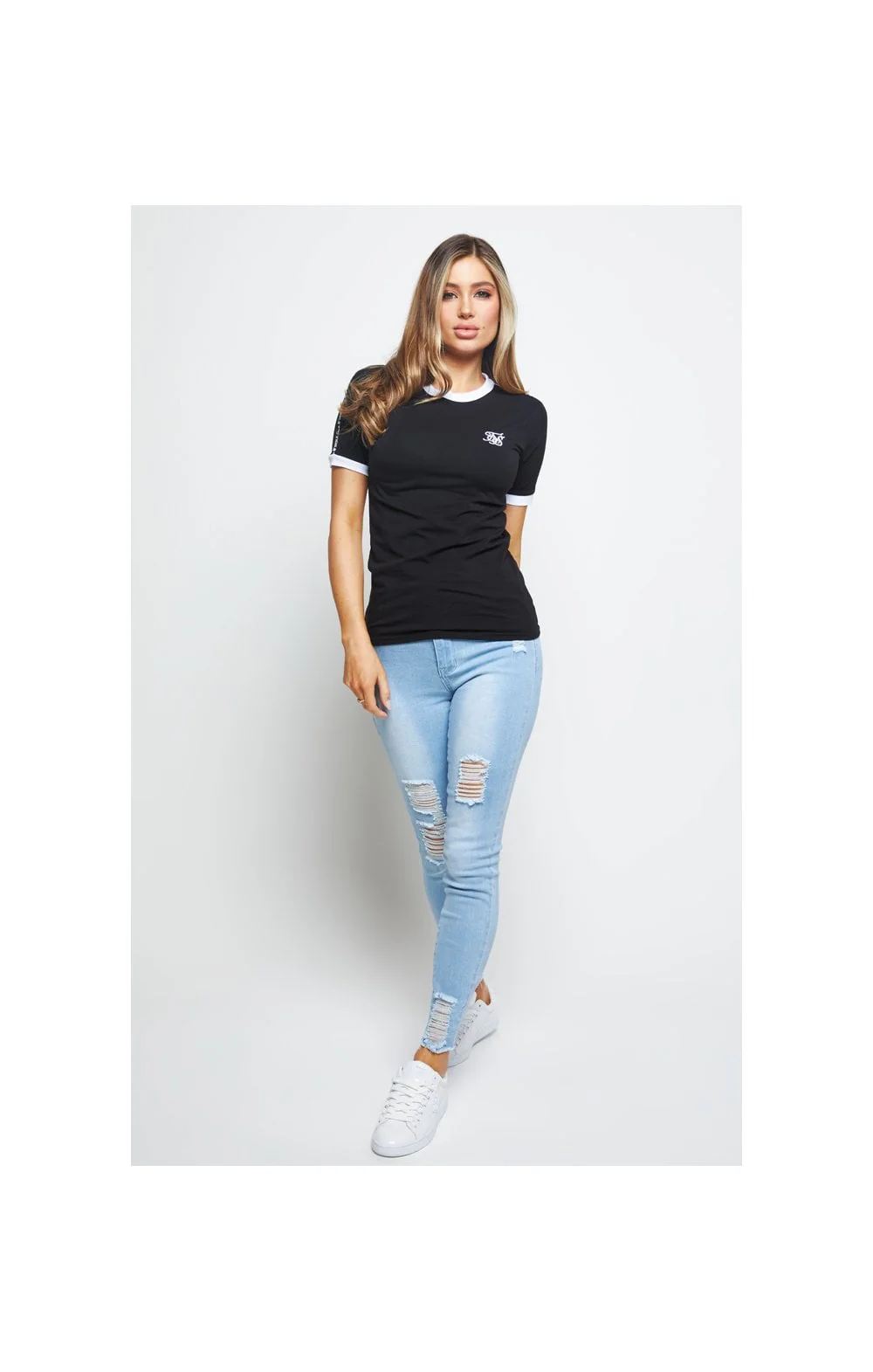 SikSilk Fusion Ringer Tee - Jet Black - Image 4